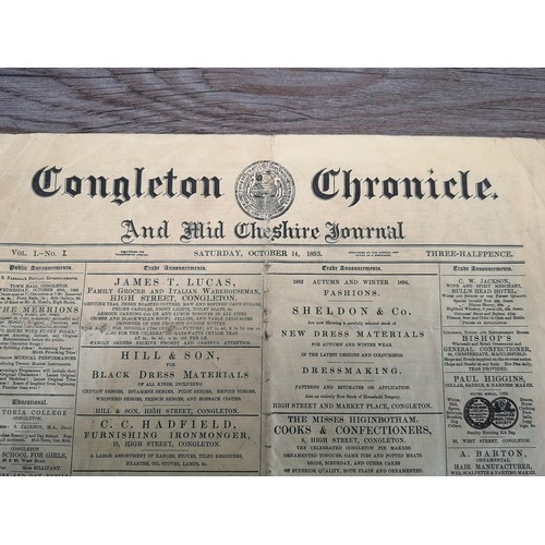 1478 - A late 19th century Congleton Chronicle and Mid Cheshire Journal Vol. I - No. I newspaper from Satur... 