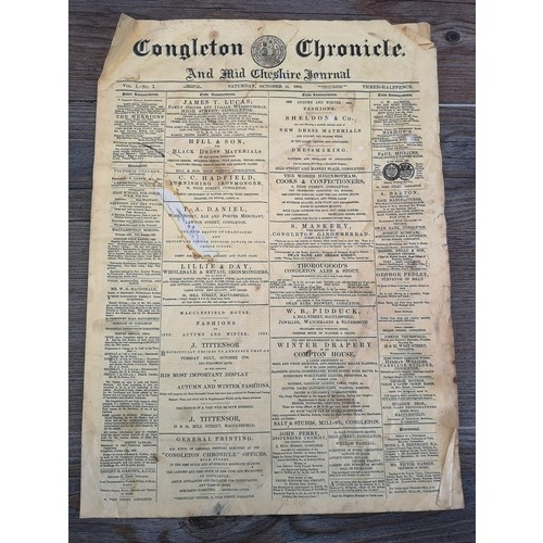 1478 - A late 19th century Congleton Chronicle and Mid Cheshire Journal Vol. I - No. I newspaper from Satur... 