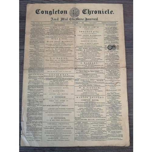 1478 - A late 19th century Congleton Chronicle and Mid Cheshire Journal Vol. I - No. I newspaper from Satur... 