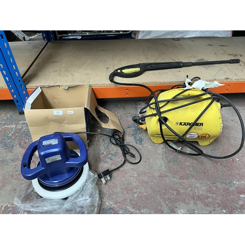 745 - Two items, one Kärcher 320 pressure washer and one boxed Auto-XS car polishing machine