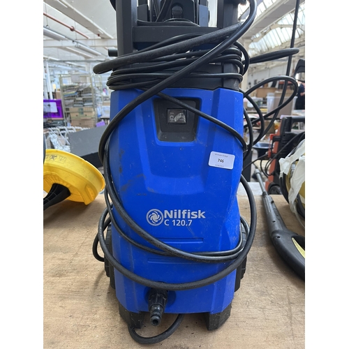 746 - Two Nilfisk 240v pressure washers, one C120.7 and one C120.5