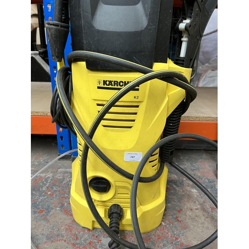 747 - Two Kärcher 240v pressure washers, one K4 premium full control and one K2