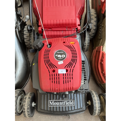 777 - A Mountfield RV40 petrol lawn mower with grass collector