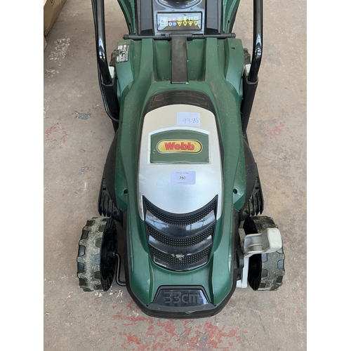 780 - A Webb 240v lawn mower with grass collector