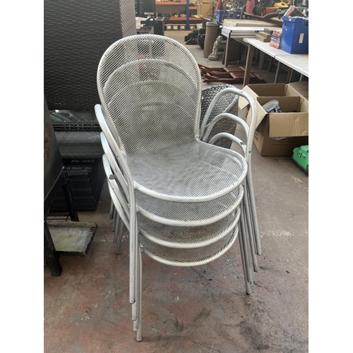 782 - Four metal grey painted bistro chairs