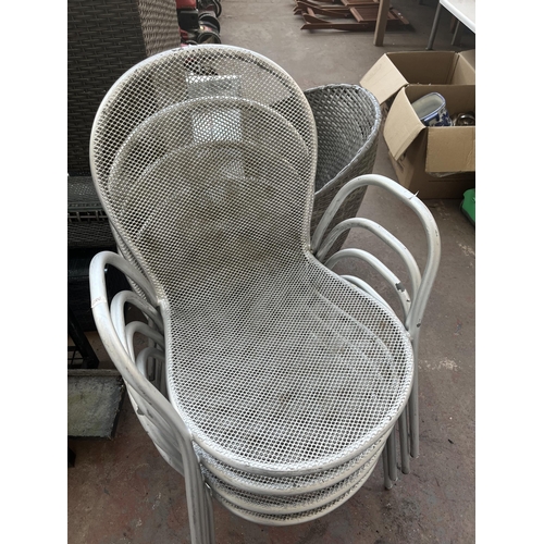 782 - Four metal grey painted bistro chairs