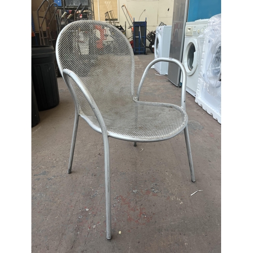 782 - Four metal grey painted bistro chairs