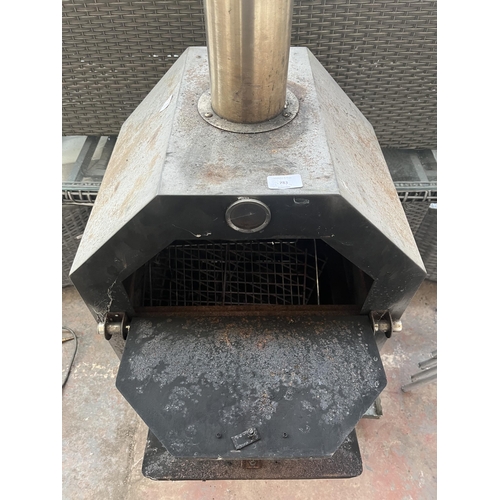 783 - A sheet metal BBQ oven with chimney flue - approx. 160cm high