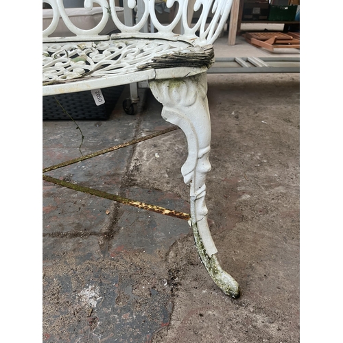 789 - A 19th century style white painted metal two seater garden bench - approx. 79cm high x 90cm wide x 5... 