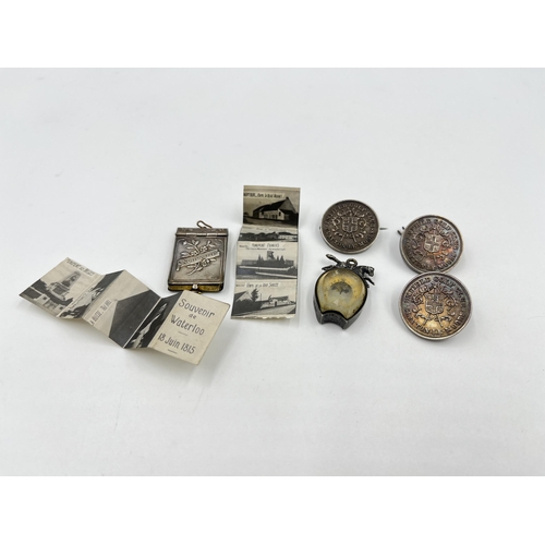 1315 - Five items, three hallmarked Birmingham silver Enfield Golf Club badges - approx. gross weight 27.4 ... 