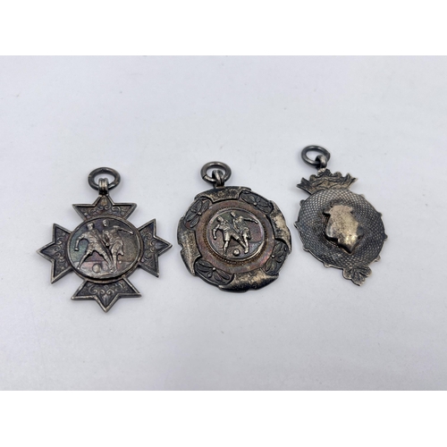 1316 - Three hallmarked sterling silver medallions/fobs - approx. gross weight 25.5 grams