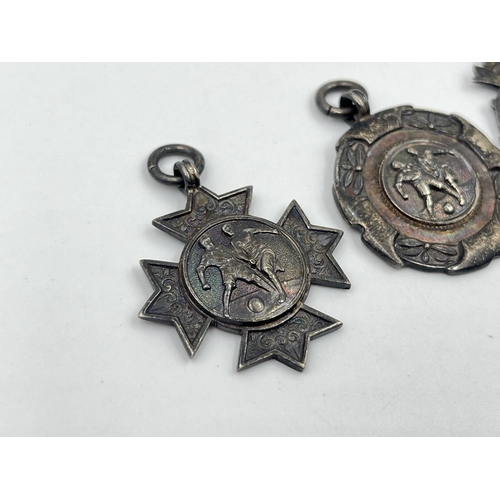 1316 - Three hallmarked sterling silver medallions/fobs - approx. gross weight 25.5 grams