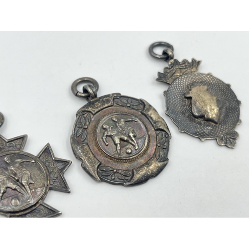 1316 - Three hallmarked sterling silver medallions/fobs - approx. gross weight 25.5 grams