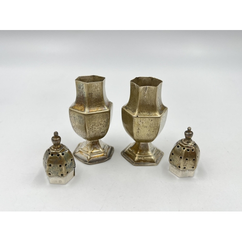 1320 - A pair of Victorian hallmarked Birmingham silver pepper shakers, dated 1897 - approx. gross weight 2... 