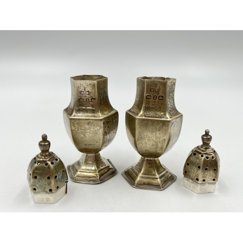 1320 - A pair of Victorian hallmarked Birmingham silver pepper shakers, dated 1897 - approx. gross weight 2... 