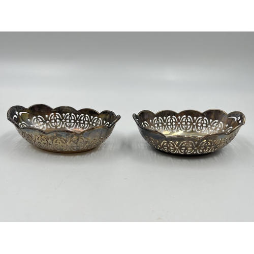 1323 - A pair of Joseph Gloster Ltd hallmarked Birmingham silver pierced trinket dishes, dated 1950 - appro... 