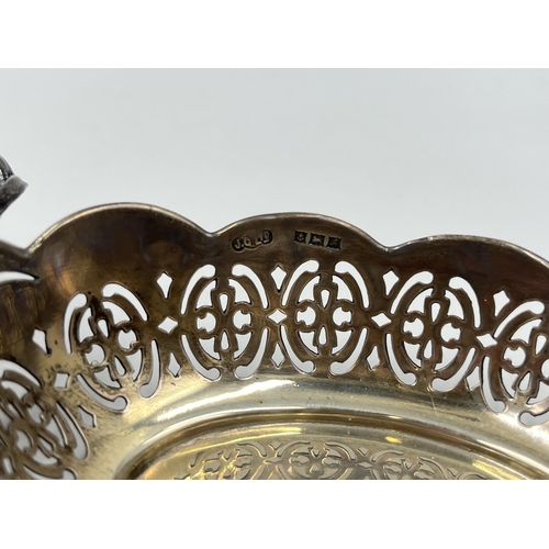 1323 - A pair of Joseph Gloster Ltd hallmarked Birmingham silver pierced trinket dishes, dated 1950 - appro... 