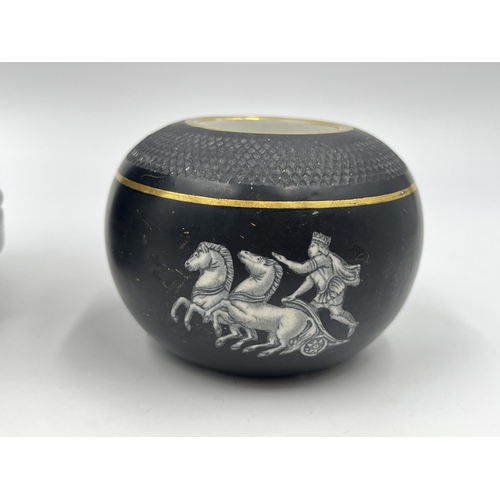 1428A - A late 19th/early 20th century F & R Pratt 'Old Greek' pattern tobacco jar and match holder - larges... 