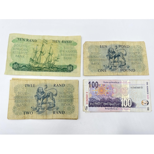 1442 - A collection of South African Reserve Bank banknotes to include 1951 one pound, three 100 rand etc.