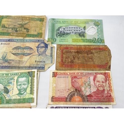 1445 - A collection of Central Bank of Gambia banknotes