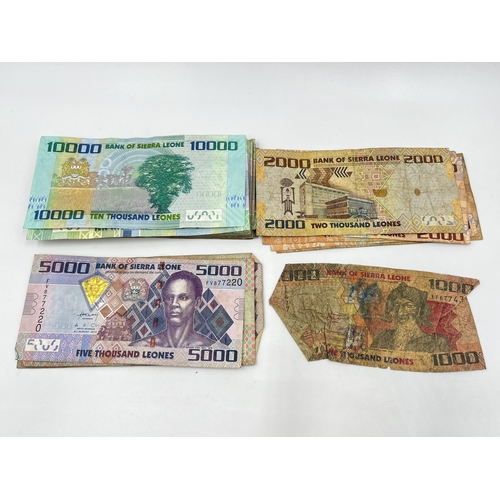 1460 - A collection of Bank of Sierra Leone banknotes, approx. thirty-three 10,000 leones, six 5,000 leones... 