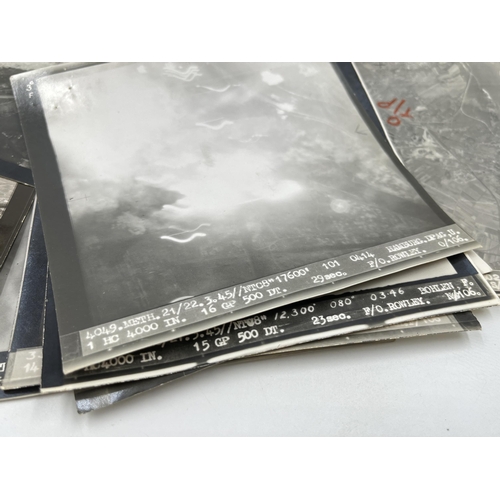 1467 - A collection of WWII Air Ministry birds eye view photographs - each approx. 14cm x 15cm