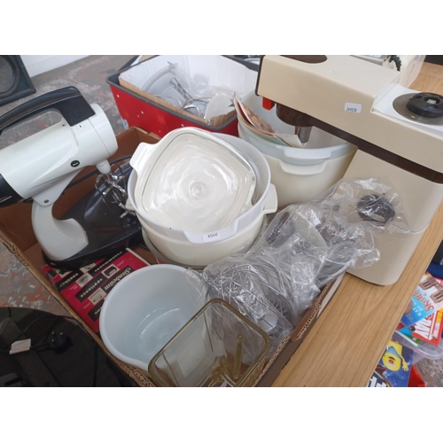 924 - A large quantity of kitchen items to include Kenwood,Major and Sunbeam Mix Master food mixers, mixer... 