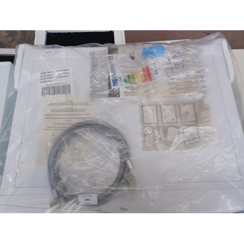 954 - A Logik L712WM20 7kg 1200rpm spin 60cm washing machine with instruction manual, pipe and fixings