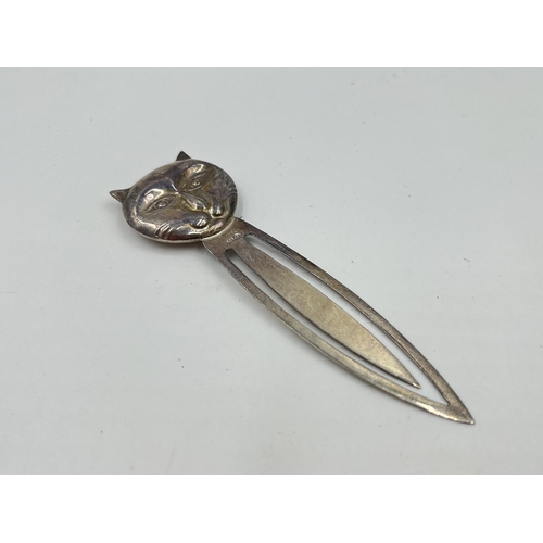 1334 - A vintage .925 silver bookmark in the form of a cat - approx. gross weight 8.46 grams