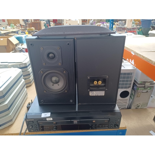 864 - Two Sony items, one pair of SS-86E two way bookshelf hi-fi speakers and one RCD-W100 CD recorder