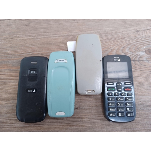 889 - Four mobile phones, two Nokia and two Doro