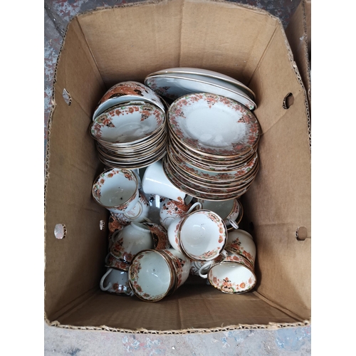 988 - Three boxes containing ceramics to include Royal Doulton, Charles Simpson hunting scene plates, Bren... 