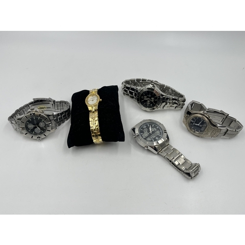 1288 - Five lady's and gent's quartz wristwatches to include Sekonda, Gianni Ricci etc.