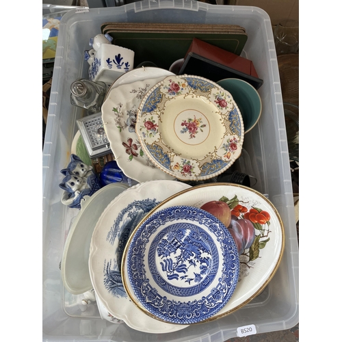 977B - Six boxes containing a large quantity of ceramics, glassware, pair of Bossons style hand painted pvc... 