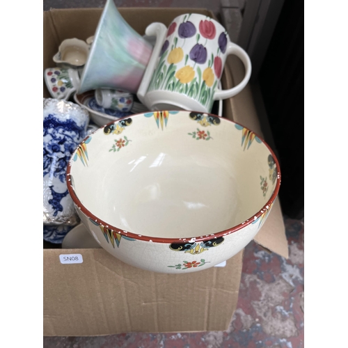 980B - A box containing ceramics to include 1930s Mintons hand painted circular bowl, SylvaC Collon no. 2 v... 