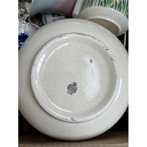 980B - A box containing ceramics to include 1930s Mintons hand painted circular bowl, SylvaC Collon no. 2 v... 