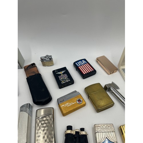 670D - A collection of cigarette lighters to include Merlin, Sim etc.