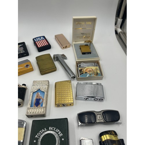 670D - A collection of cigarette lighters to include Merlin, Sim etc.