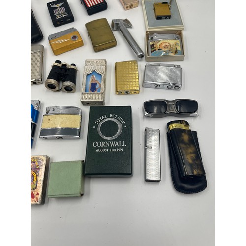 670D - A collection of cigarette lighters to include Merlin, Sim etc.