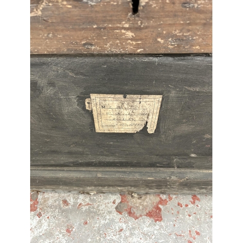 130 - A Victorian ebonised pine blanket box
