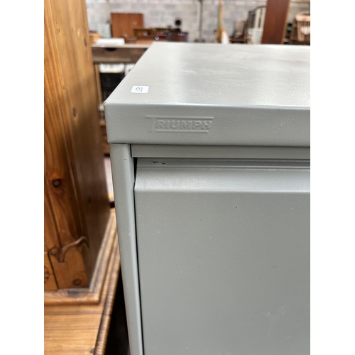 204 - A Triumph grey metal four drawer office filing cabinet