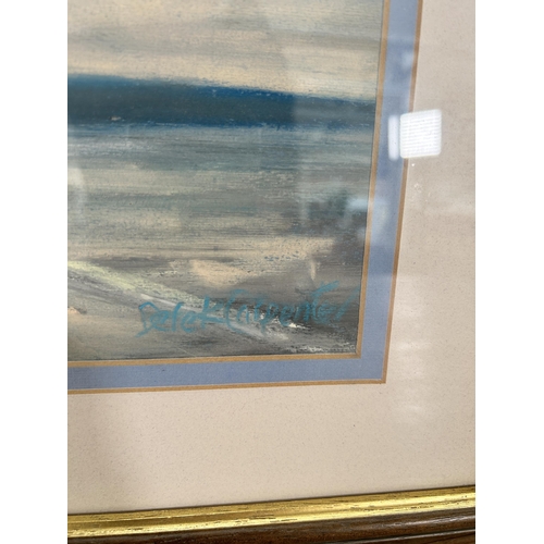 293 - A mid 20th century framed pastel of a coastal scene, signed Derek Carpenter - approx. 37cm high x 62... 