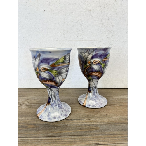 327 - A pair of Cobridge Stoneware Collector's Club 1999 goblets - approx. 16cm high