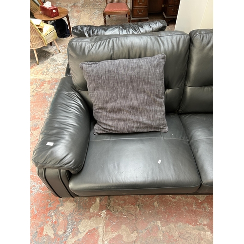19 - A Sofa House black leather two seater sofa