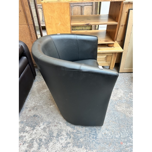 46 - A black leatherette tub chair