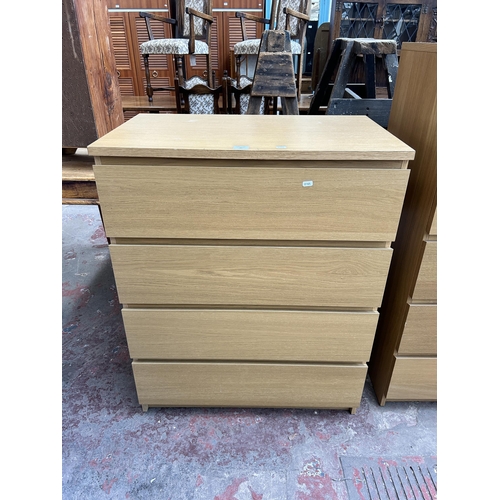 80 - An IKEA Malm oak effect chest of four drawers