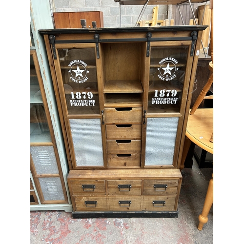 86 - A Palazzo industrial style wooden and metal shop cabinet - approx. 139cm high x 86cm wide x 29cm dee... 