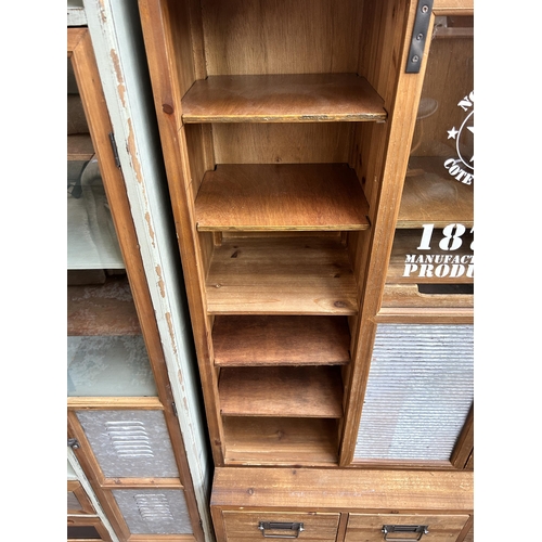 86 - A Palazzo industrial style wooden and metal shop cabinet - approx. 139cm high x 86cm wide x 29cm dee... 