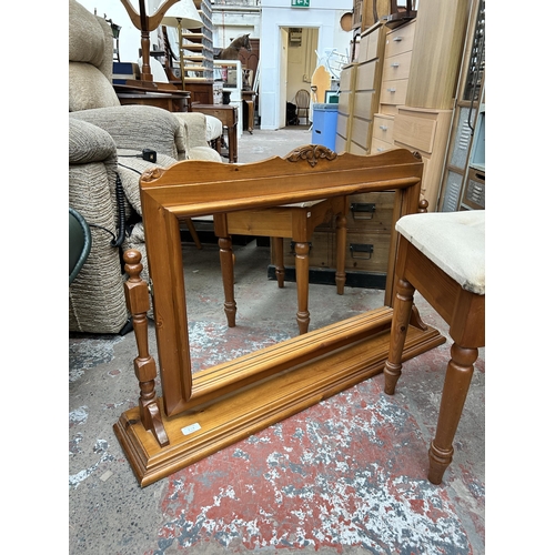 87A - Two pieces of Jaycee pine furniture, one dressing table mirror and one dressing table stool