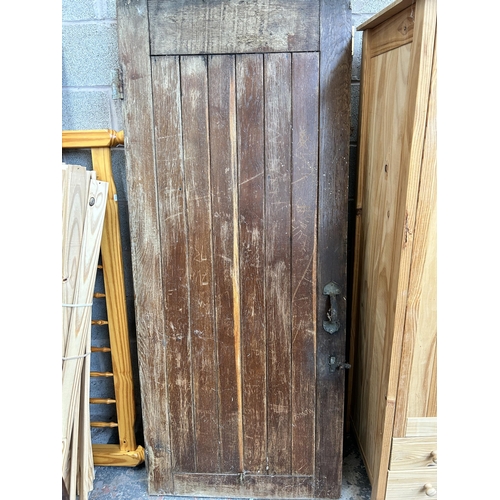 9 - Three vintage oak doors - approx. 210cm high x 83cm wide